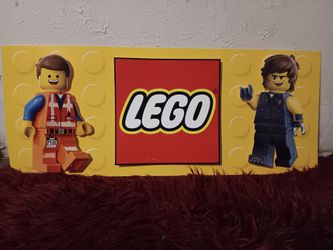 Promotional store display from The Lego movie Lego sign