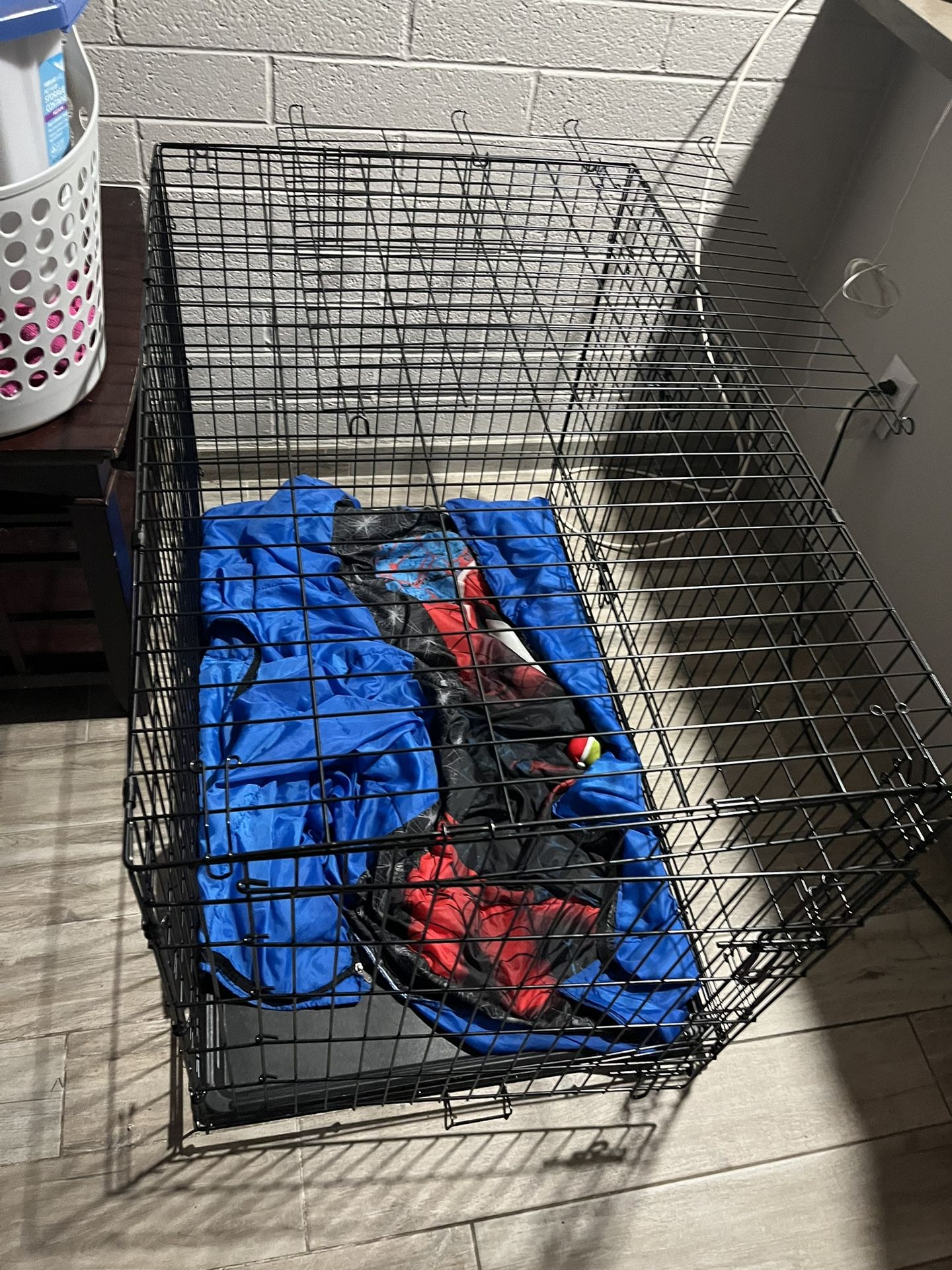 Vibrant Life Wire Dog Crate, Double-Door, Divider and Leak-Proof Tray, Metal, Foldable, Durable, Black, 42"