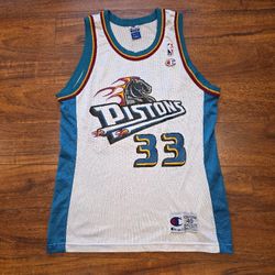 Champion Detroit Pistons Grant Hill #33 NBA Logo Jersey Vintage White Size 40