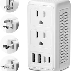 Brand New 220V to 110V Converter, Voltage Converter US to Europe for Hair Dryer, International Universal Travel Adapter with 2 USB-A 2 USB-C Power Con