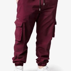 Men Jogger Pants Burgundy Size Xl 