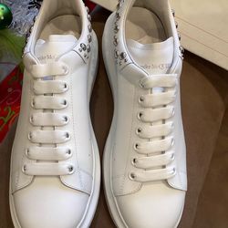 Alexander McQueen White Studded Oversized Men's Low Top Lace Up Casual Sneakers
