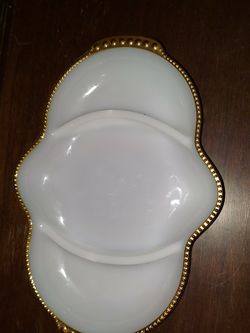 Vintage Fire King Milk Glass Divided Plate