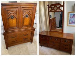 Solidwood 9 Drawer Dresser and  2 Drawer 2 Door Armoire