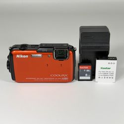 Nikon COOLPIX AW110 Orange 16.0MP Waterproof Digital Camera with 8GB Memory Card