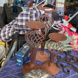 Asset Of Beautiful Candle Holders Iron Rust Color.