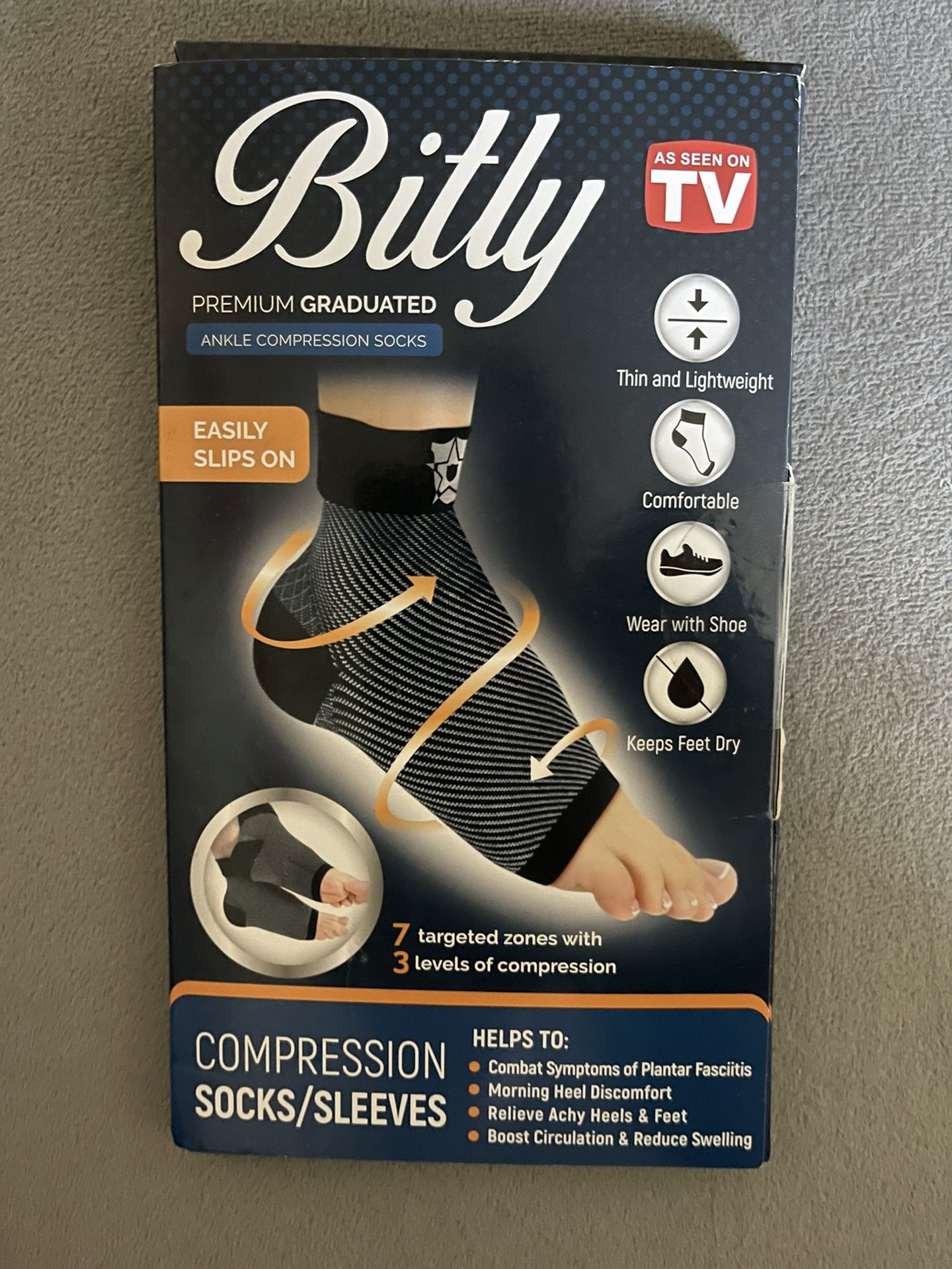 Bitty Premium Ankle Compression Socks for Plantar Fasciitis, Heel Pain, Aches