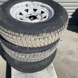 ST 205 /75 D15 Set 4 Tires With Rims For Trailer