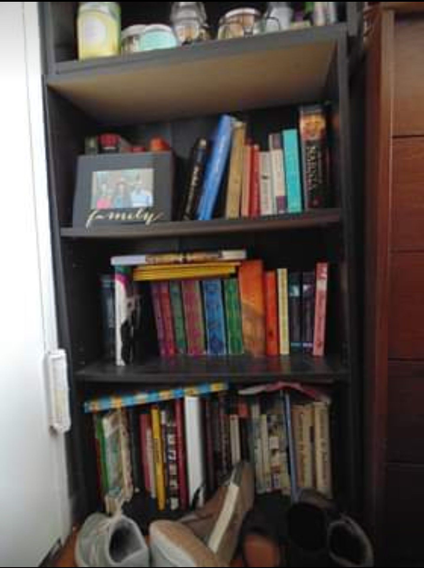 2 Black 3-shelf Bookshelves