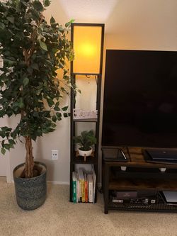 Black Floor Lamp with Shelves - 2