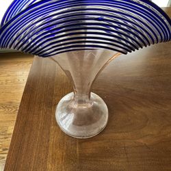 Art Deco Art Noveau Fan Shaped Vase Vintage Glass