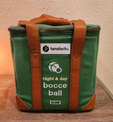 NEW TENALACH ULINE BOCCE BALL NIGHT & DAY LIGHT UP SET, W/GREEN CARRYING CASE