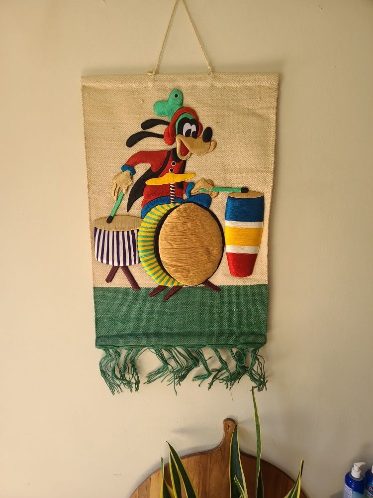 Vintage Rare Wall Art, silk embroidery Disney inspired, One of A kind.31"×22". #7