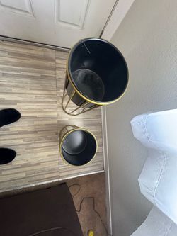 Black and Gold Metal Plant Pot Set of 2