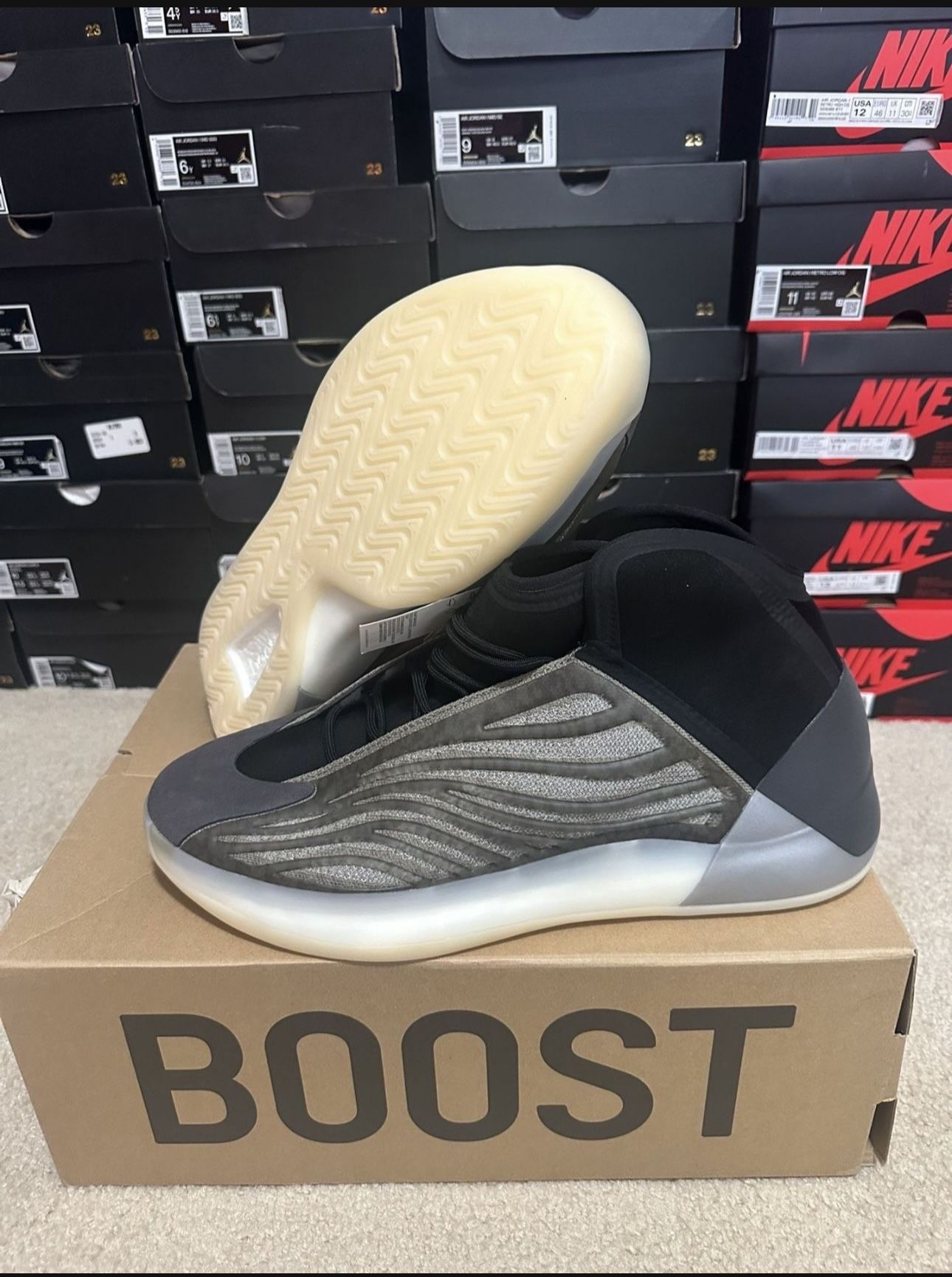 Adidas Yeezy Qntm Basketball Mens Grey Shoes H68771 Size 18 Brand New