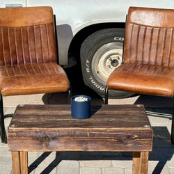 Industrial Genuine Leather Chairs – Jofran – Pair – $495