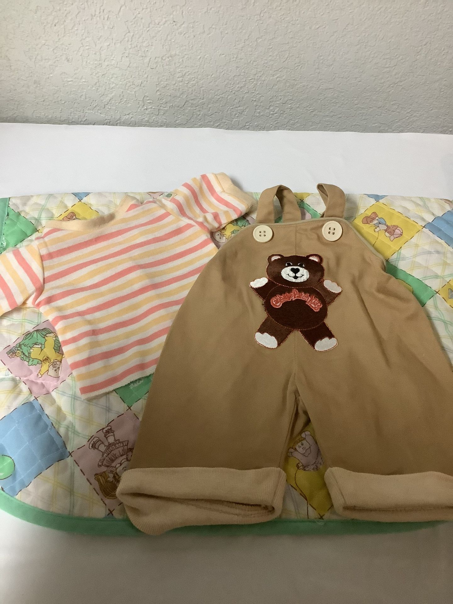 Vintage Cabbage Patch Kids Teddy Bear Overalls & Matching Shirt 