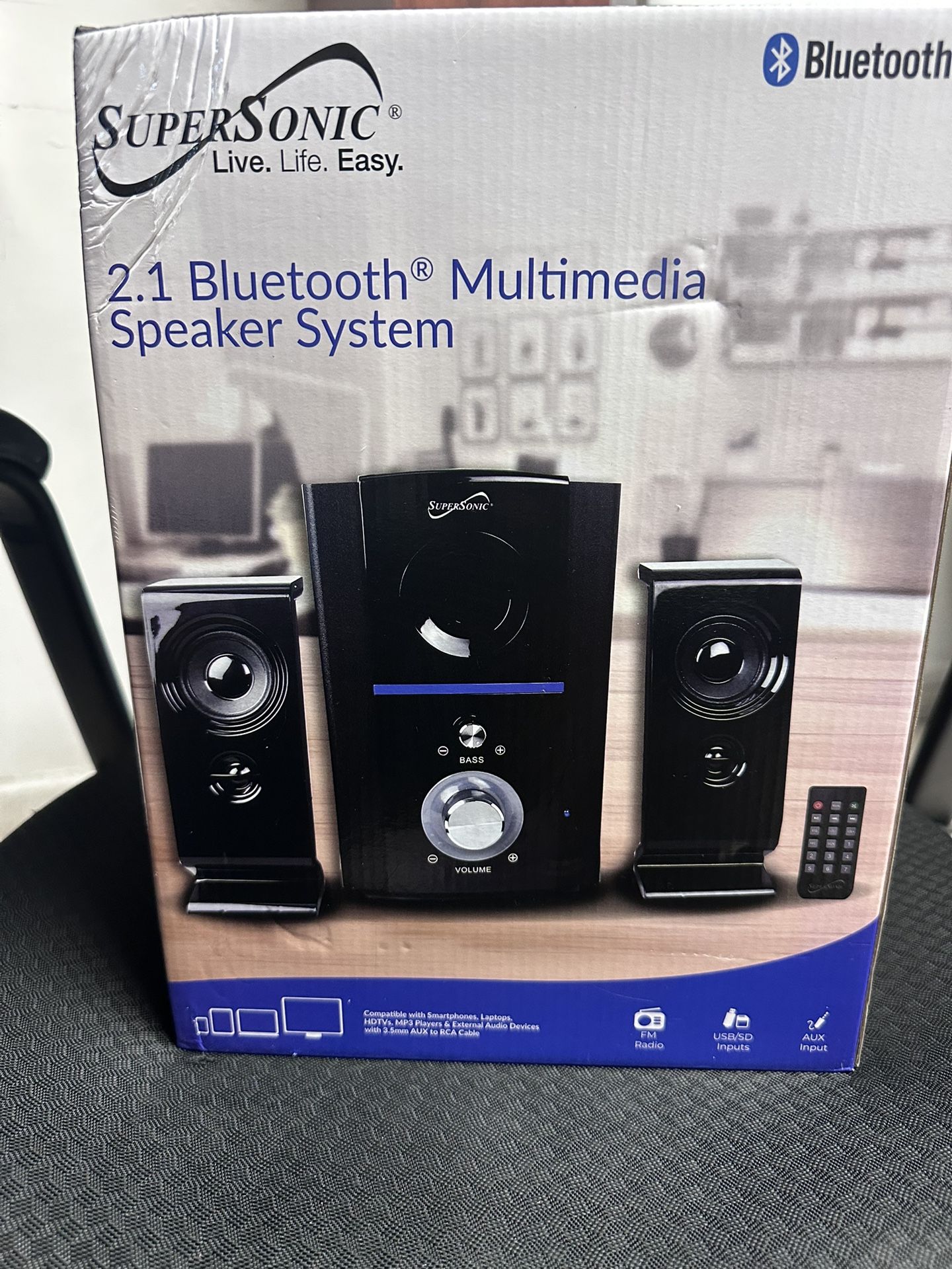 Supersonic SC-1126BT Bluetooth Multimedia Speaker System, FM Radio, SD Card