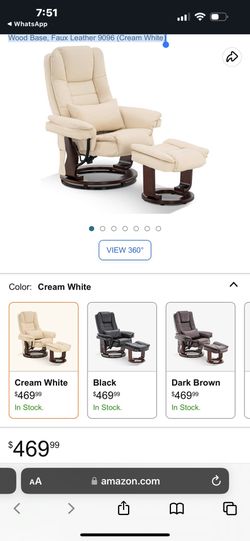 MCombo Recliner with Ottoman Chair Accent Recliner Chair with Vibration Massage, Removable Lumbar Pillow, 360 Degree Swivel Wood Base, Faux Leather 90