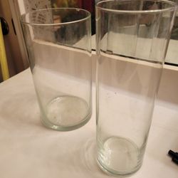 Set Of 2 * Clear Glass Vase * Hurricane Candle Holder * Centerpiece