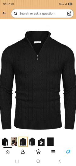 Brand new COOFANDY Men's Zip up Sweater Slim Fit Casual Knitted Turtleneck Pullover Mock Neck Polo Sweater with pockets
