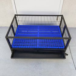 (NEW) $95 Dog Whelping Pen Cage Kennel Size 37” w/ Plastic Tray and Floor Grid 37x26x15” 