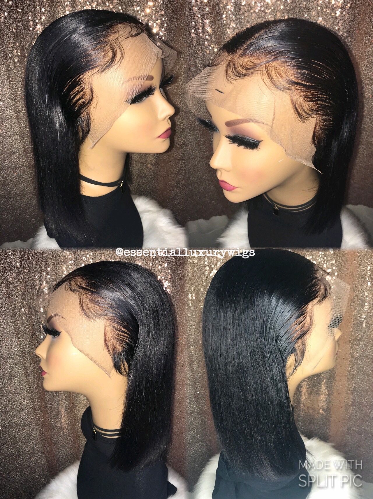 12 inch Straight Lace Frontal Bob Wig