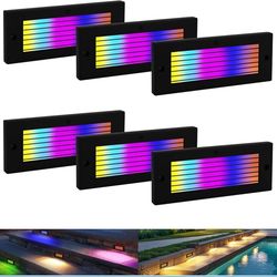 Low Voltage Step Lights, RGBCW, 5W, 8.7 Inch, Black, 12V LED RGB Color Changing for Wired Low Voltage Landscape Lighting of Outdoor Deck Stair Step Fe