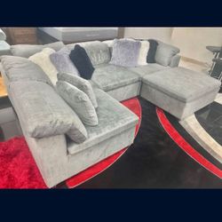 *Summer Sale Event*---Lima Gray Fabric Floating Sectional Sofa W/Ottoman---Now $1099---Delivery And Easy Financing Available 