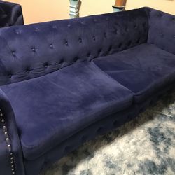 Couches In Great Condition they are a very beautiful blue color they are small looks great in living room!!