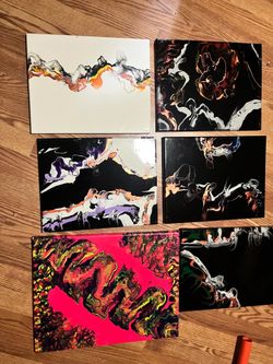 Lot of 6 abstract paintings Unique cool artwork for home decor See pictures