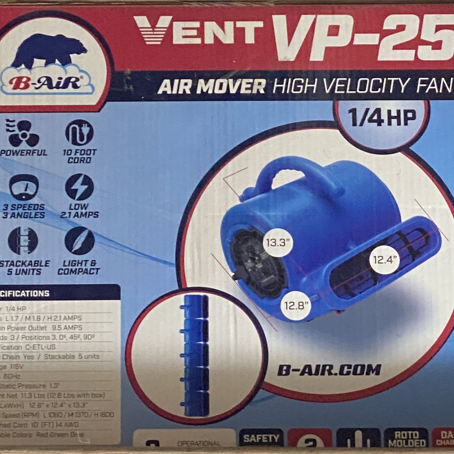 BAir Vent VP25 Air Mover 1/4 HP For Sale In Land O