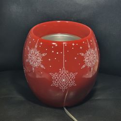 Yankee Candle Scenterpiece Crimson Red Christmas Snowflakes Easy Melt Wax Warmer