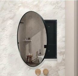 New Bathroom Mirror Cabinet 30 x 30 Black Round Bathroom Medicine Cabinet w/ Mirror Adjustable Shelf