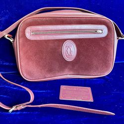Cartier Bag Shoulder Maroon Red Suede Leather Mint Condition Pouch Case Bag Box