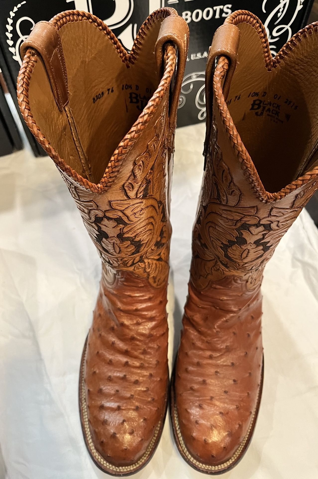 Black Jack Ostrich HandTooled Boots for Sale in Pearland, TX OfferUp