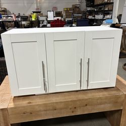 Newly Assembled Stackable Wall Mounted Space Saver Storage Cabinet for Kitchen, Bathroom, Laundry Room, Adjustable Shelves, White