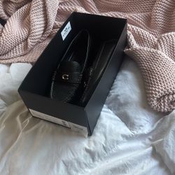 coach leather sculpted classic loafer 