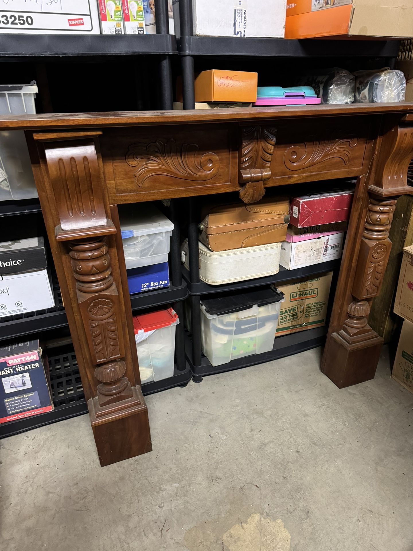 Wood Carved Fireplace Mantle
