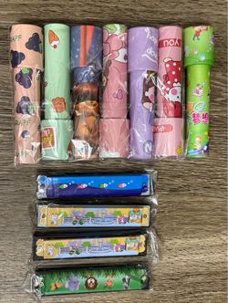 Lot of Toy Kaleidoscopes and Harmonicas