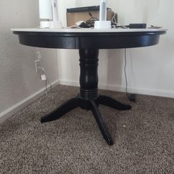 Solid Wood Pedestal Table With Quartz Top Price Reduced