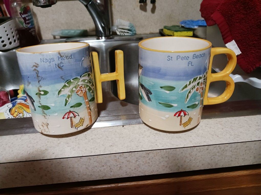 New Beachy Coffee Cups With H An B 5 For Set Firm Paid12.99each Lots See My Post Go Look