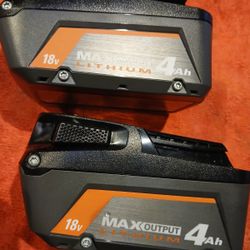 18v RIDGIG Max Output Lithium 4.0ah Both 