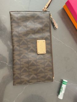 Michael Kors Brown MK Signature Wristlet Clutch