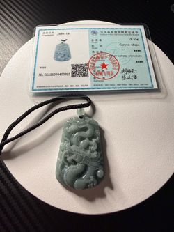 Certified Jadeite Dragon Carved Pendant Necklace