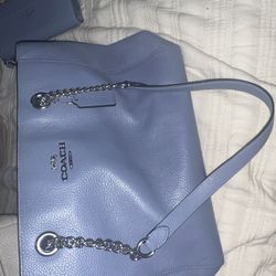 Blue Coach Purse With Matching Wallet