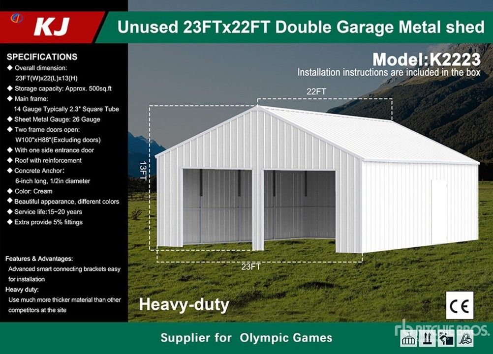 AllMetal KJ2223 Steel Double Garage Building. NEW!