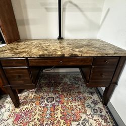 Large Wood Marble Desk