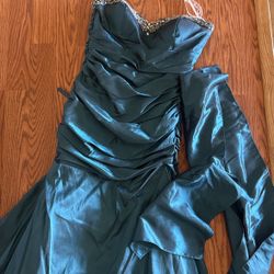 Teal Strapless Dress Size Large