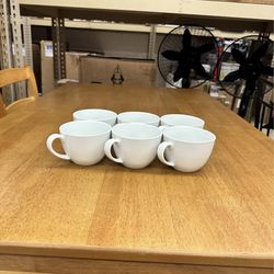 ☕ Porcelain Cappuccino Mug Set – 16 oz – Set of 6 – White – New